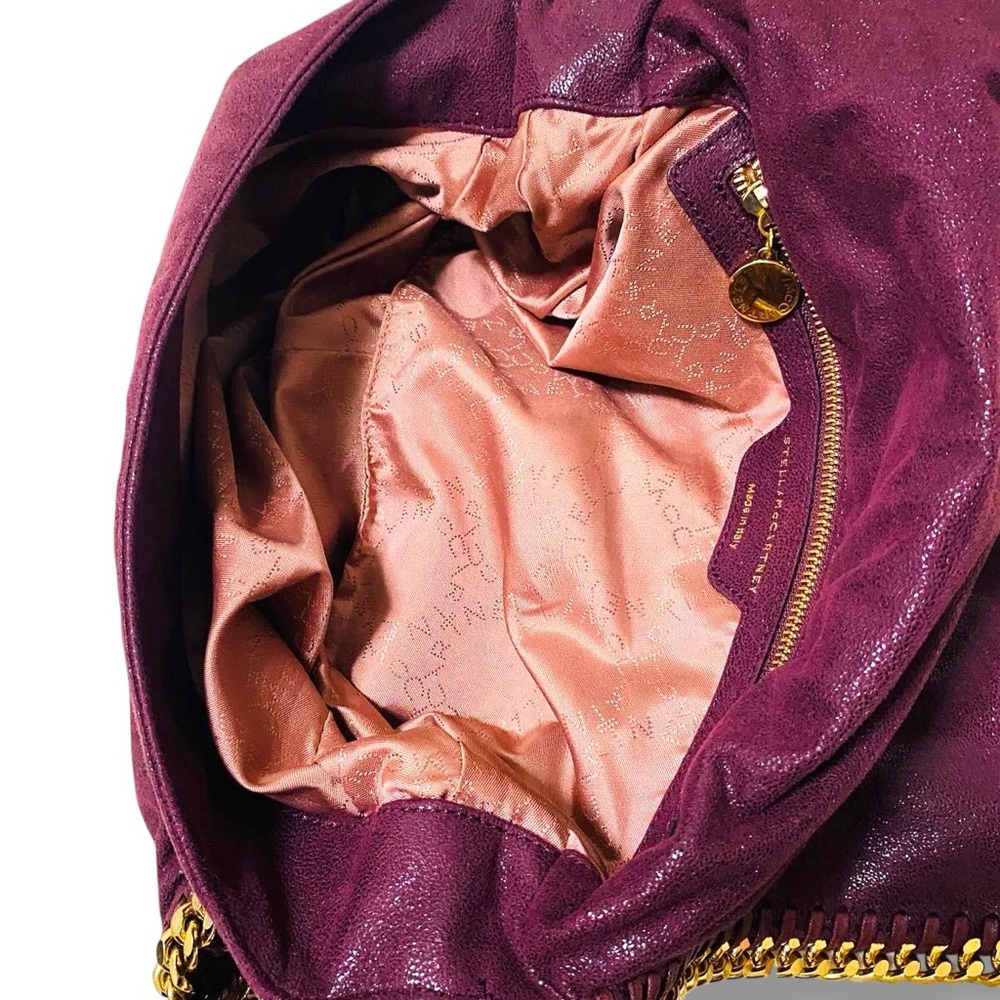 Stella McCartney Falabella Burgundy Purple Shaggy Deer Shoulder Bag Goldtone HW - Picture 17 of 17